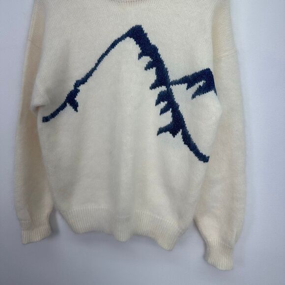 Jane Smith Aspen Women’s Wool Navy Blue Sparkle Mountain Novelty Turtleneck Swea - Picture 6 of 14